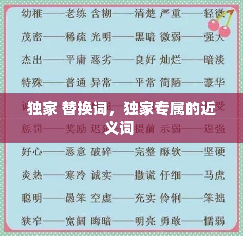 獨(dú)家 替換詞，獨(dú)家專屬的近義詞 