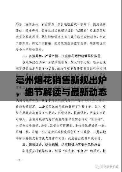 亳州煙花銷售新規(guī)出爐，細(xì)節(jié)解讀與最新動態(tài)