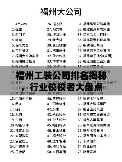 福州工裝公司排名揭秘，行業(yè)佼佼者大盤點