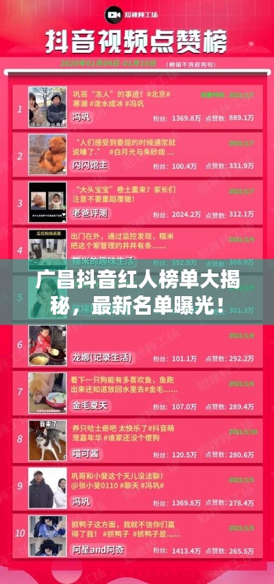 廣昌抖音紅人榜單大揭秘，最新名單曝光！